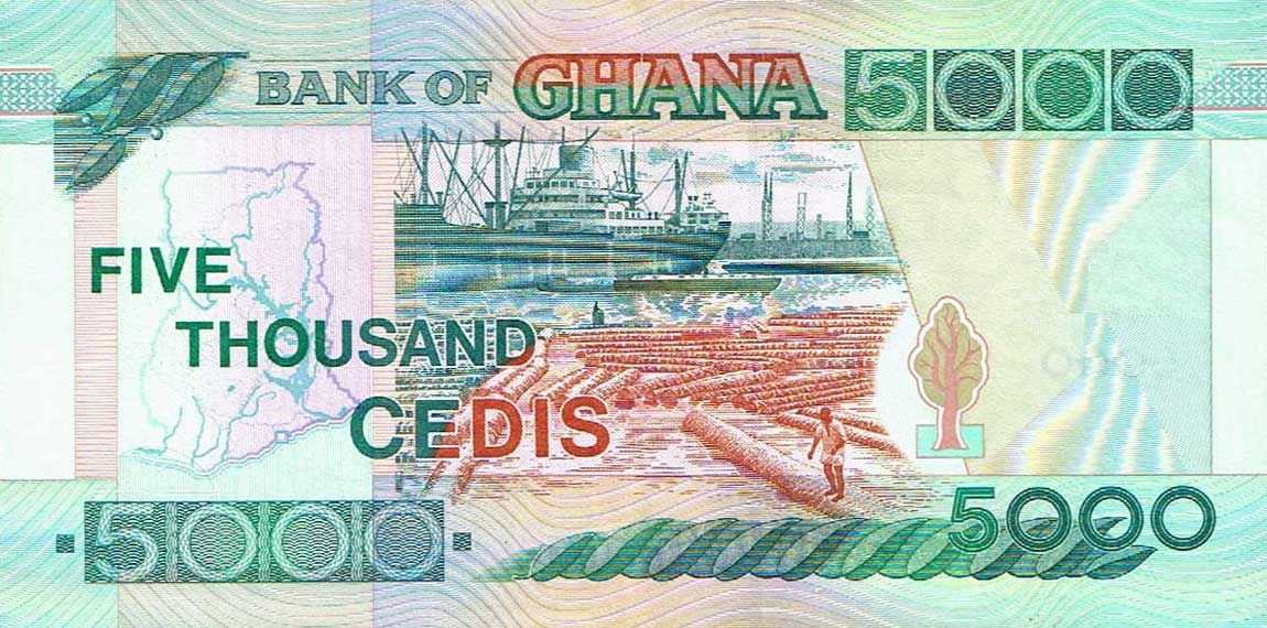 Back of Ghana p34i: 5000 Cedis from 2003