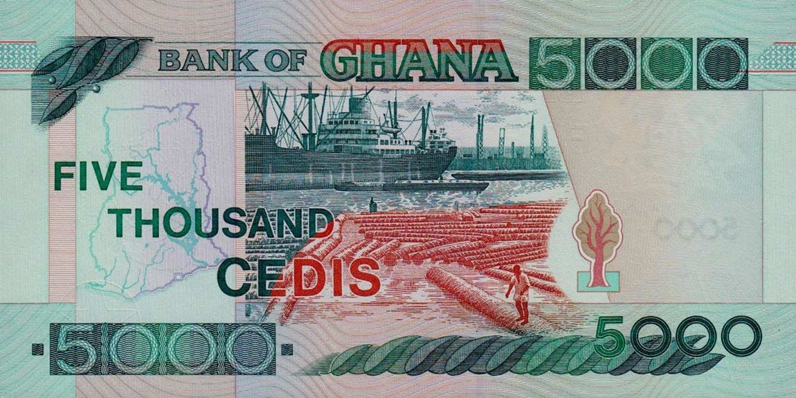 Back of Ghana p34j: 5000 Cedis from 2006