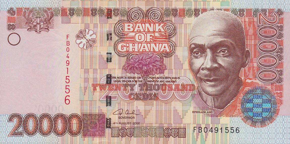 Front of Ghana p36c: 20000 Cedis from 2006