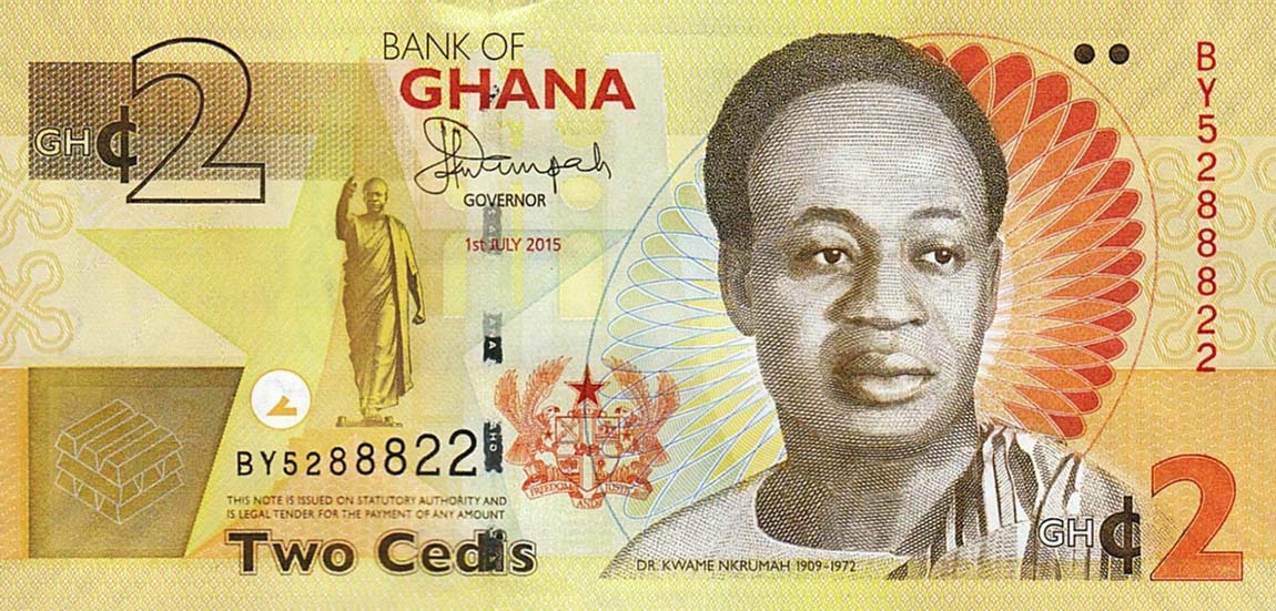 Front of Ghana p37Ad: 2 Cedis from 2015