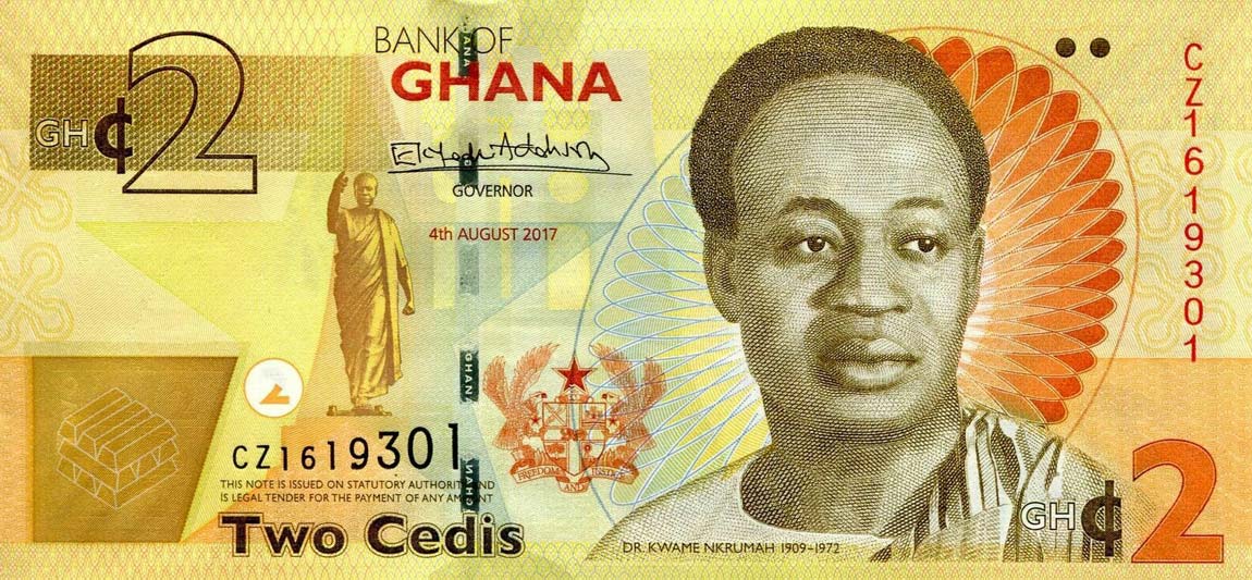 Front of Ghana p37Ae: 2 Cedis from 2017