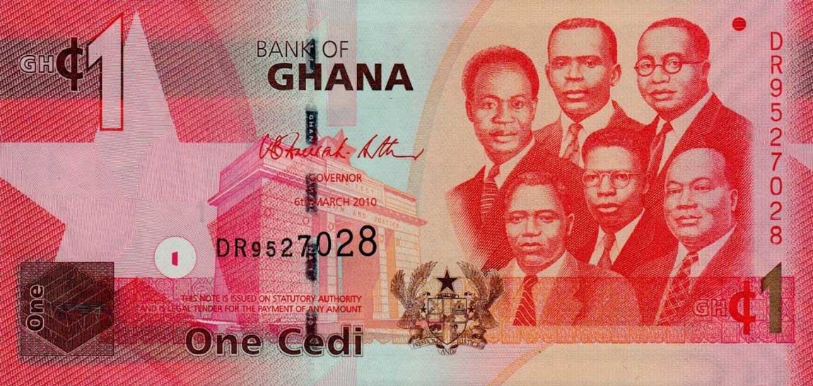 Front of Ghana p37b: 1 Cedi from 2010