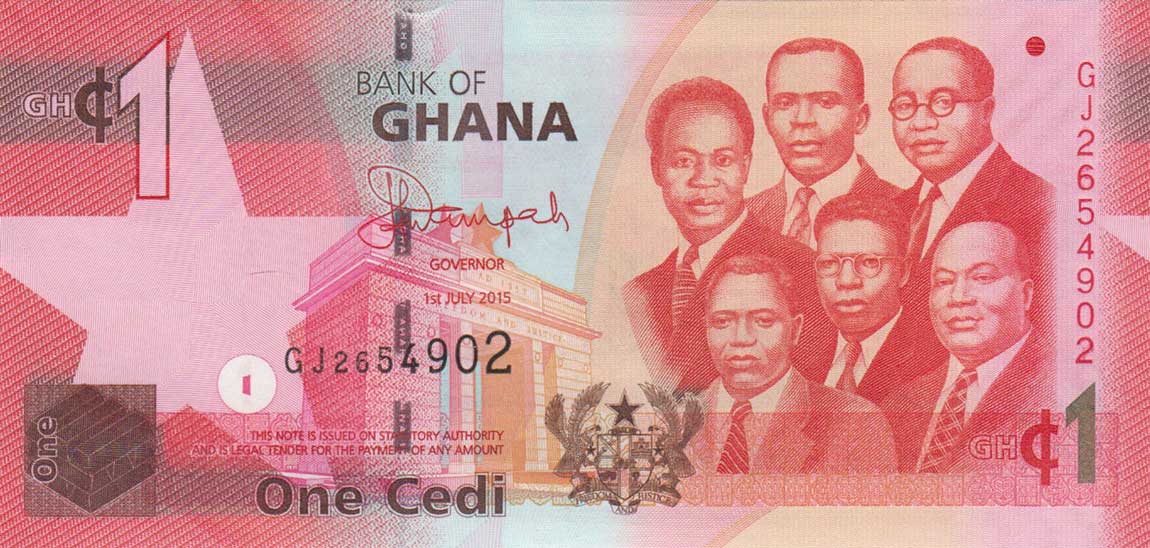 Front of Ghana p37f: 1 Cedi from 2015