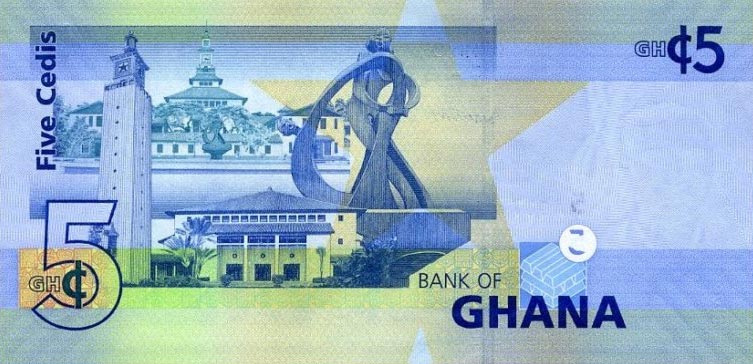 Back of Ghana p38b: 5 Cedis from 2010