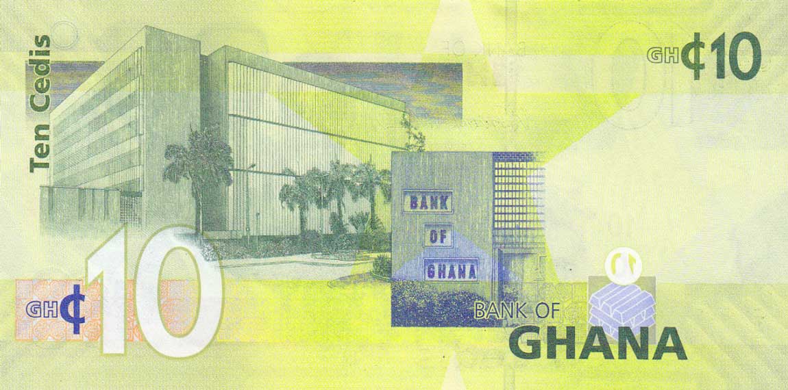 Back of Ghana p39c: 10 Cedis from 2011