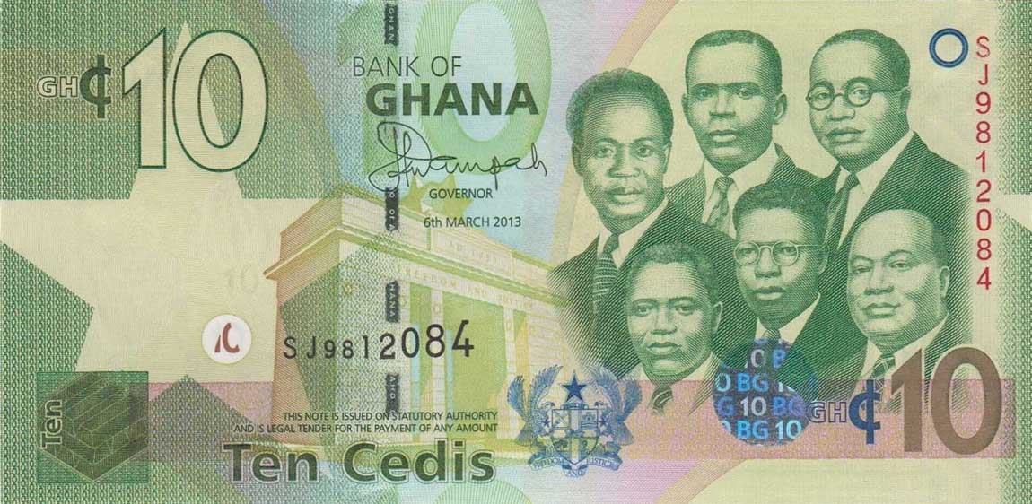 Front of Ghana p39d: 10 Cedis from 2013