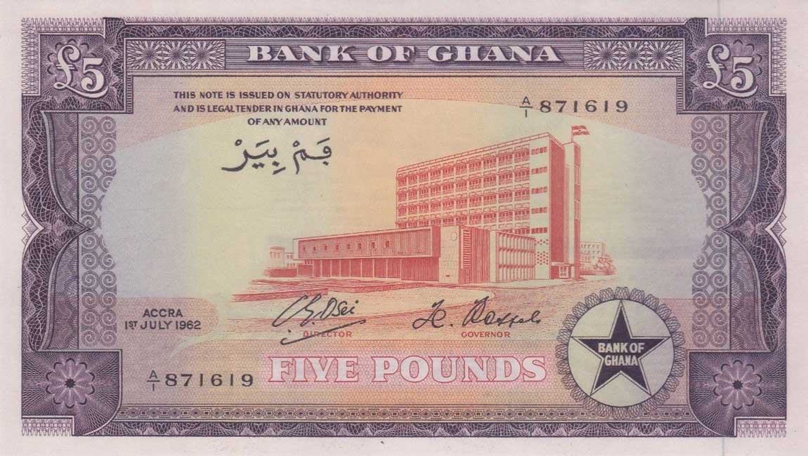 Front of Ghana p3d: 5 Pounds from 1962