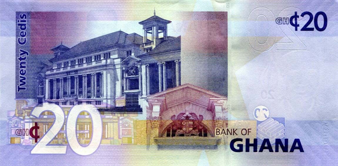 Back of Ghana p40g: 20 Cedis from 2017