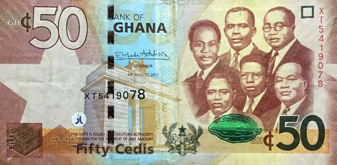 Front of Ghana p42e: 50 Cedis from 2017