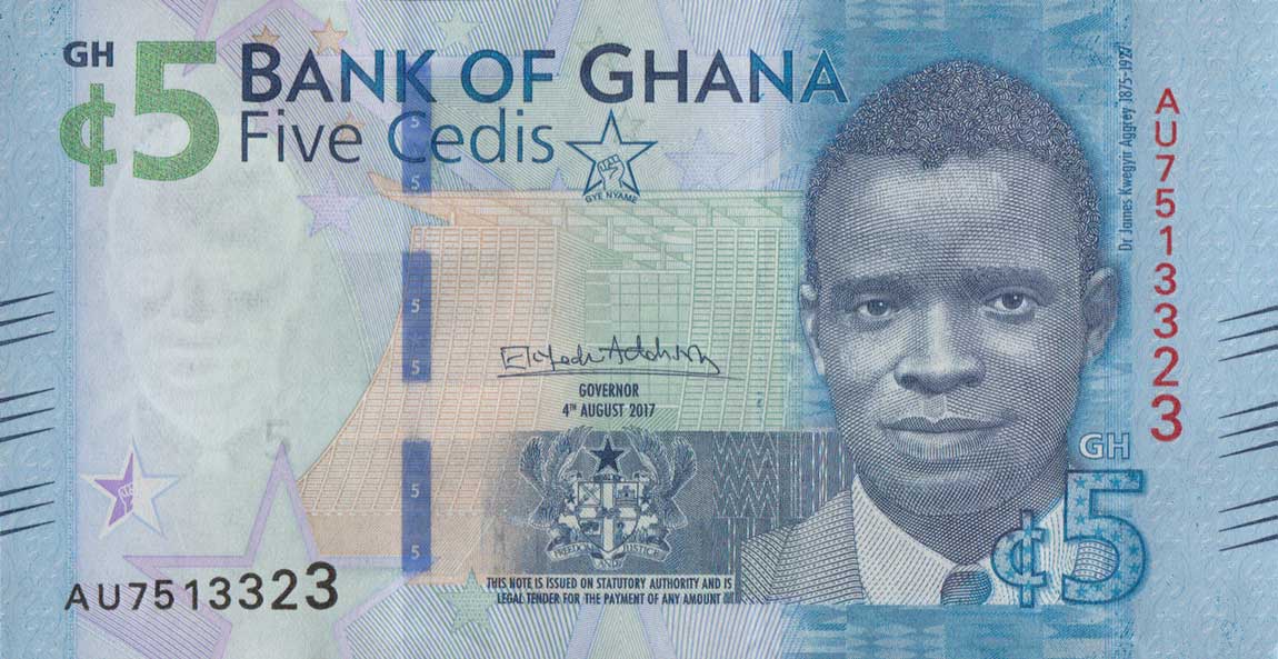 Front of Ghana p44: 5 Cedis from 2017