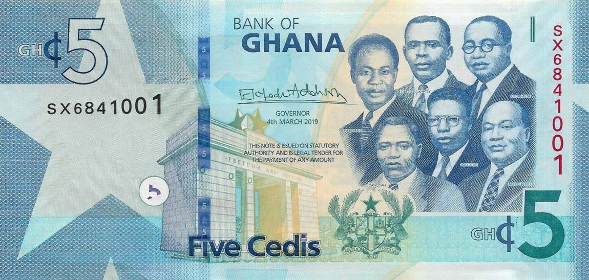 Front of Ghana p46: 5 Cedis from 2019