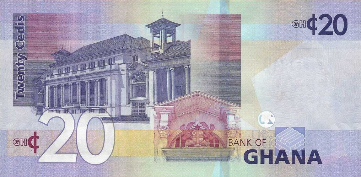 Back of Ghana p48: 20 Cedis from 2019