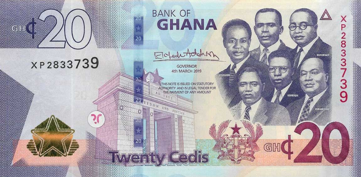 Front of Ghana p48: 20 Cedis from 2019