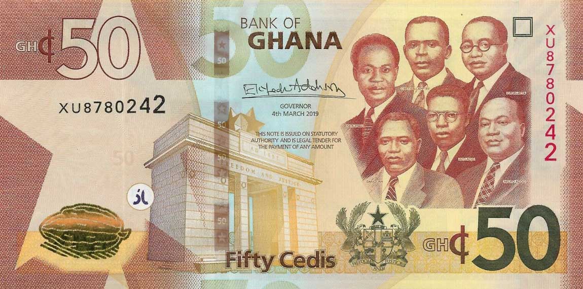 Front of Ghana p49a: 50 Cedis from 2019