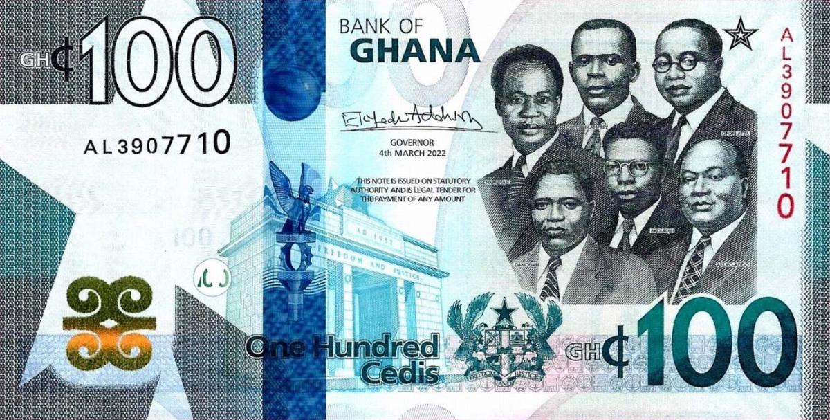 Front of Ghana p50b: 100 Cedis from 2022