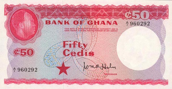 Front of Ghana p8a: 50 Cedis from 1965
