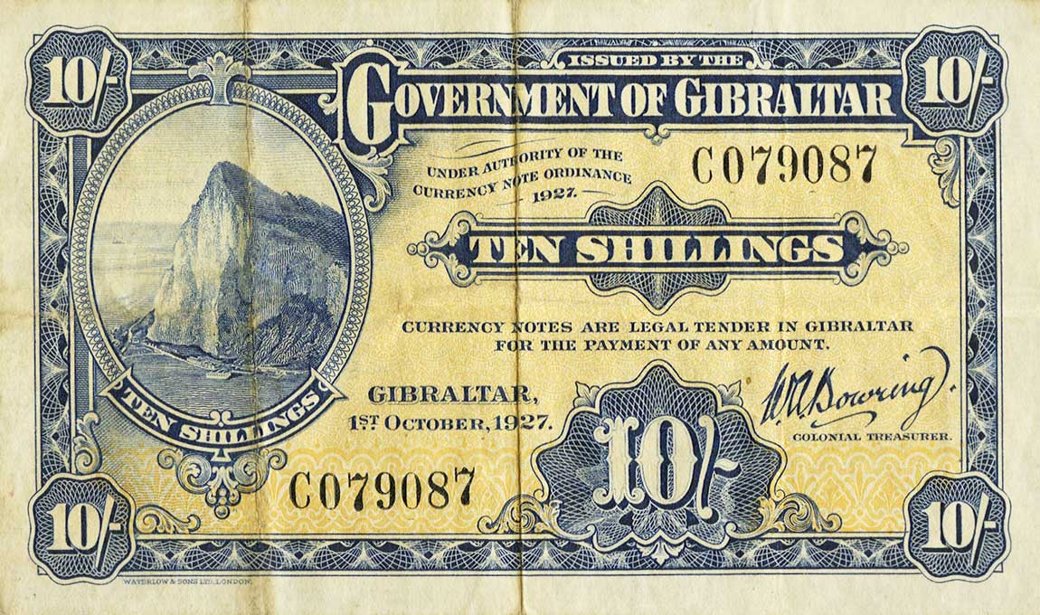 Front of Gibraltar p11: 10 Shillings from 1927