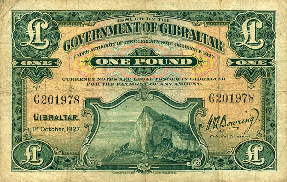Front of Gibraltar p12: 1 Pound from 1927