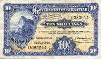 p14b from Gibraltar: 10 Shillings from 1942