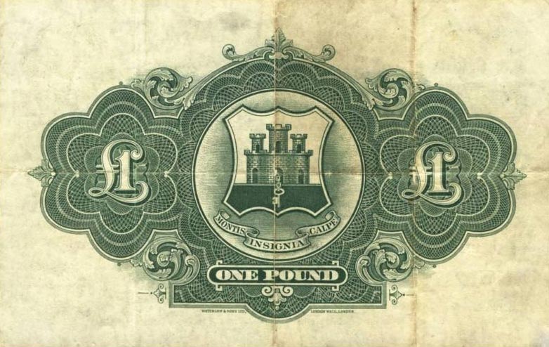 Back of Gibraltar p15a: 1 Pound from 1938