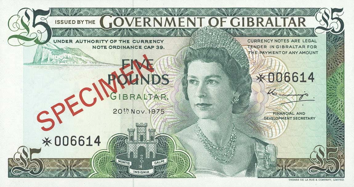 Front of Gibraltar p21s: 5 Pounds from 1975