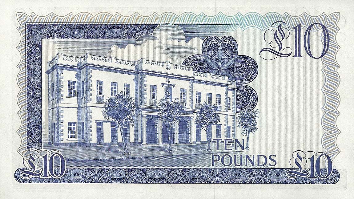 Back of Gibraltar p22b: 10 Pounds from 1986