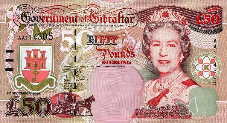 Front of Gibraltar p34a: 50 Pounds from 2006