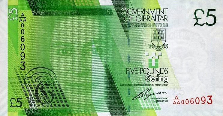 Front of Gibraltar p35: 5 Pounds from 2011