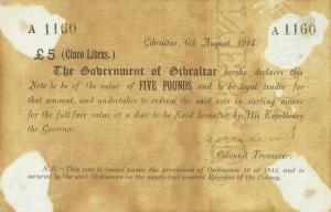 p4 from Gibraltar: 5 Pounds from 1914 p4 from Gibraltar: 5 Pounds from 1914