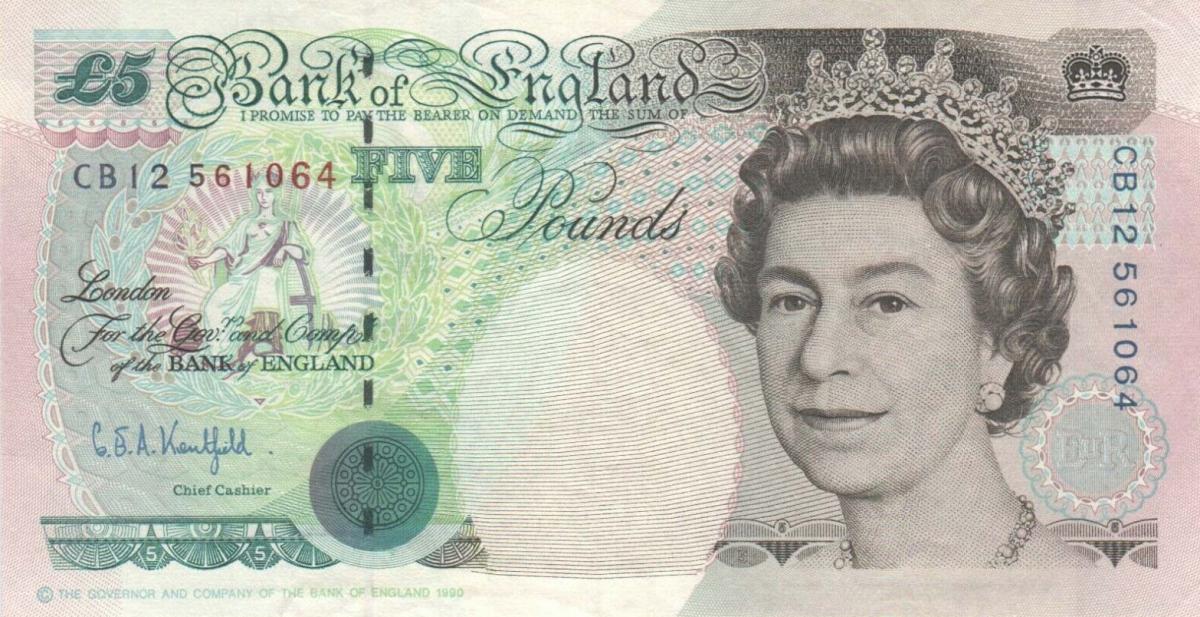 Front of England p382Aa: 5 Pounds from 1991