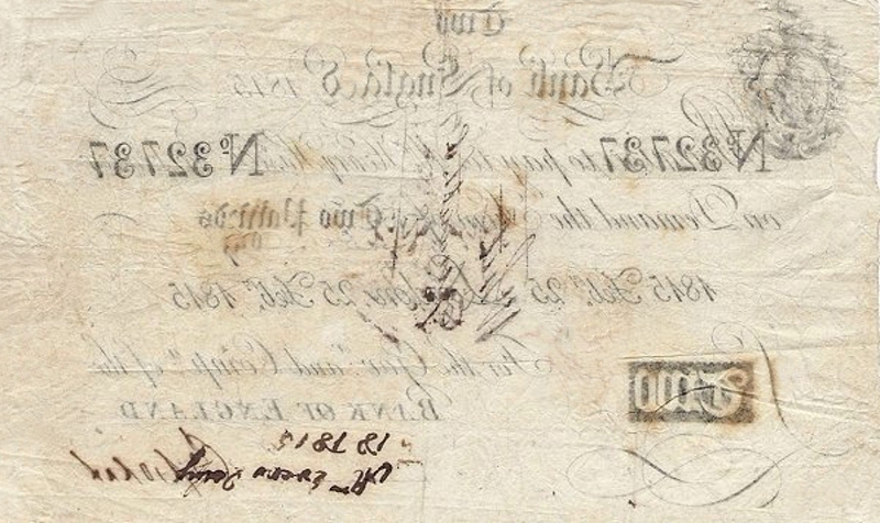 Back of England p191c: 2 Pounds from 1807