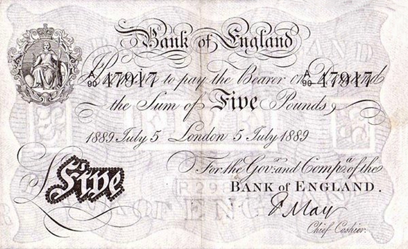 Front of England p286: 5 Pounds from 1873