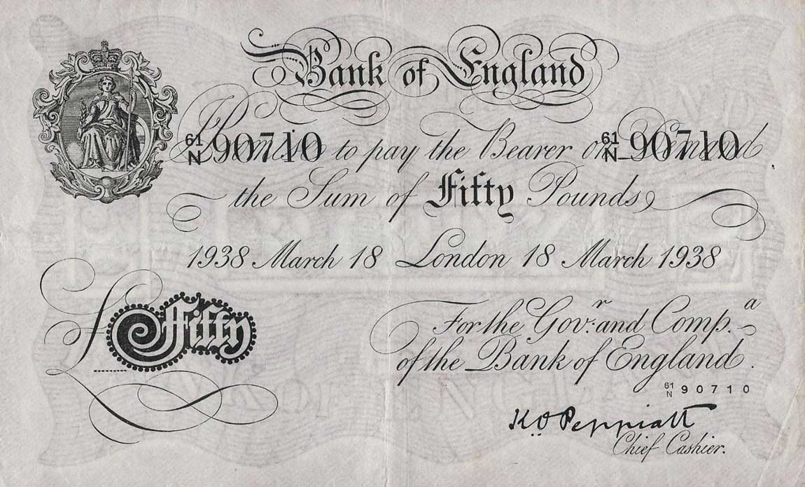 Front of England p338a: 50 Pounds from 1934