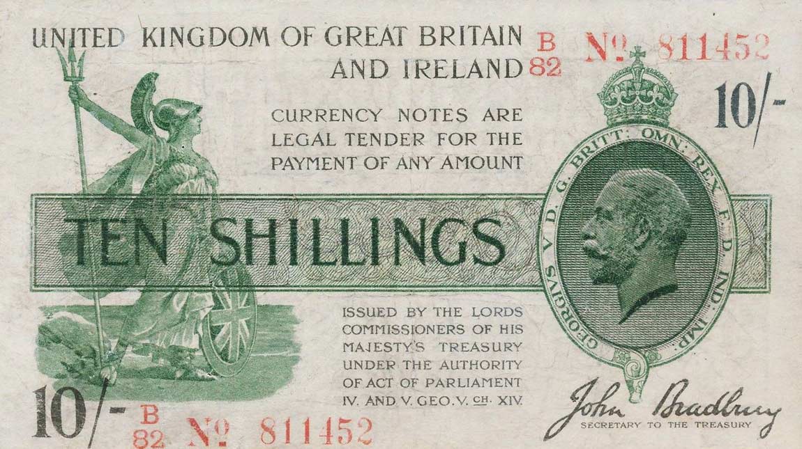 Front of England p350b: 10 Shillings from 1918