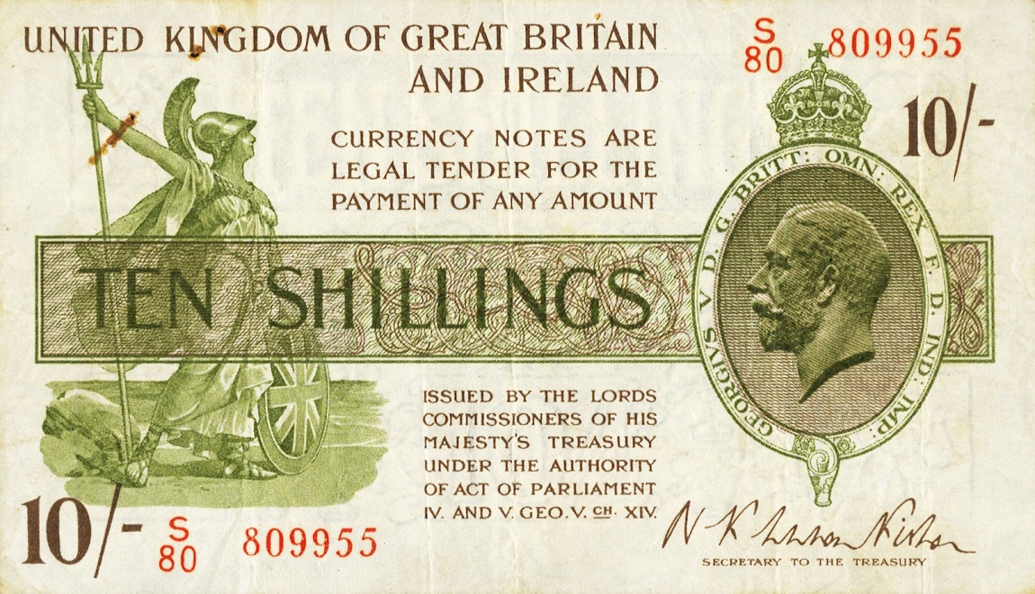 Front of England p358: 10 Shillings from 1922