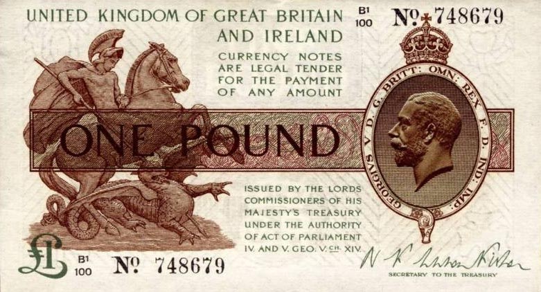 Front of England p359a: 1 Pound from 1922