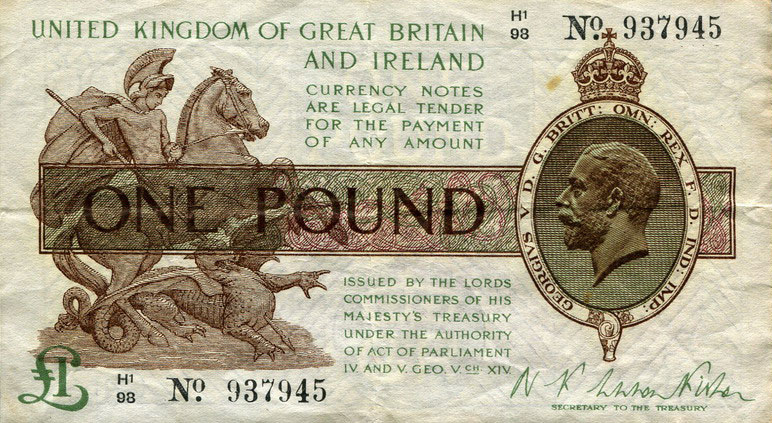 Front of England p361a: 1 Pound from 1928