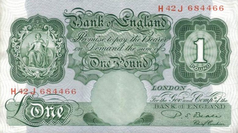 Front of England p369b: 1 Pound from 1949