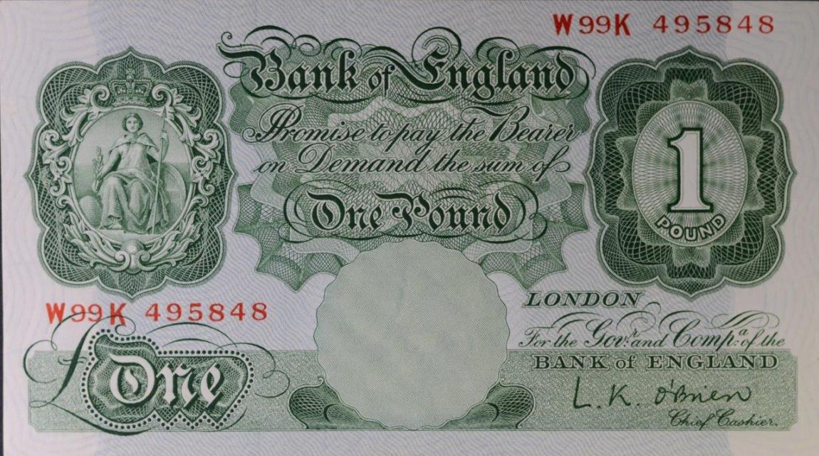 Front of England p369c: 1 Pound from 1955