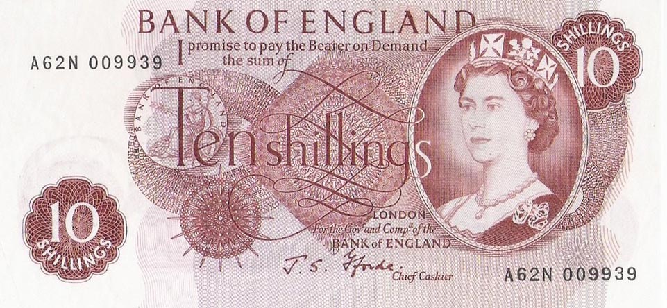 Front of England p373c: 10 Shillings from 1966