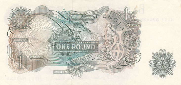 Back of England p374c: 1 Pound from 1962