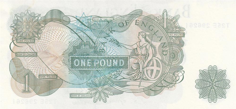 Back of England p374e: 1 Pound from 1966