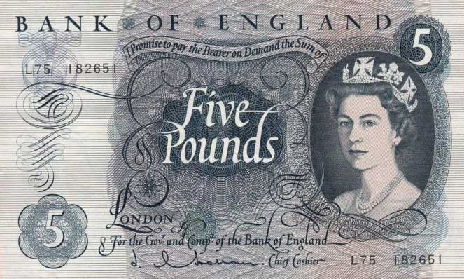 Front of England p375a: 5 Pounds from 1963