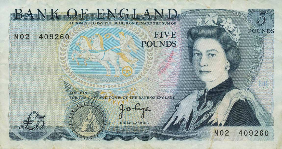 Front of England p378a: 5 Pounds from 1971