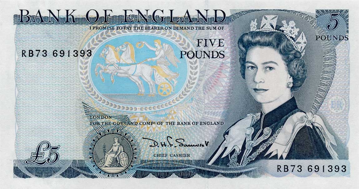 Front of England p378e: 5 Pounds from 1987