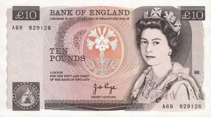 Front of England p379a: 10 Pounds from 1975