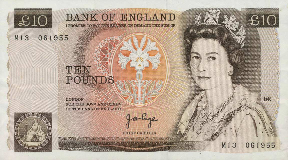 Front of England p379r: 10 Pounds from 1975