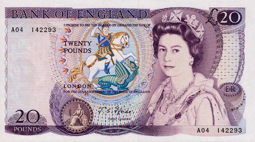 Front of England p380a: 20 Pounds from 1970