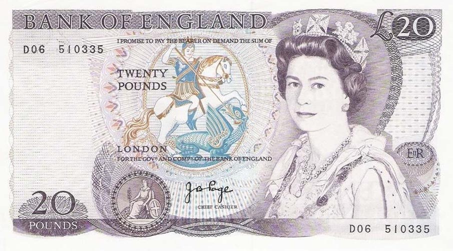 Front of England p380b: 20 Pounds from 1970