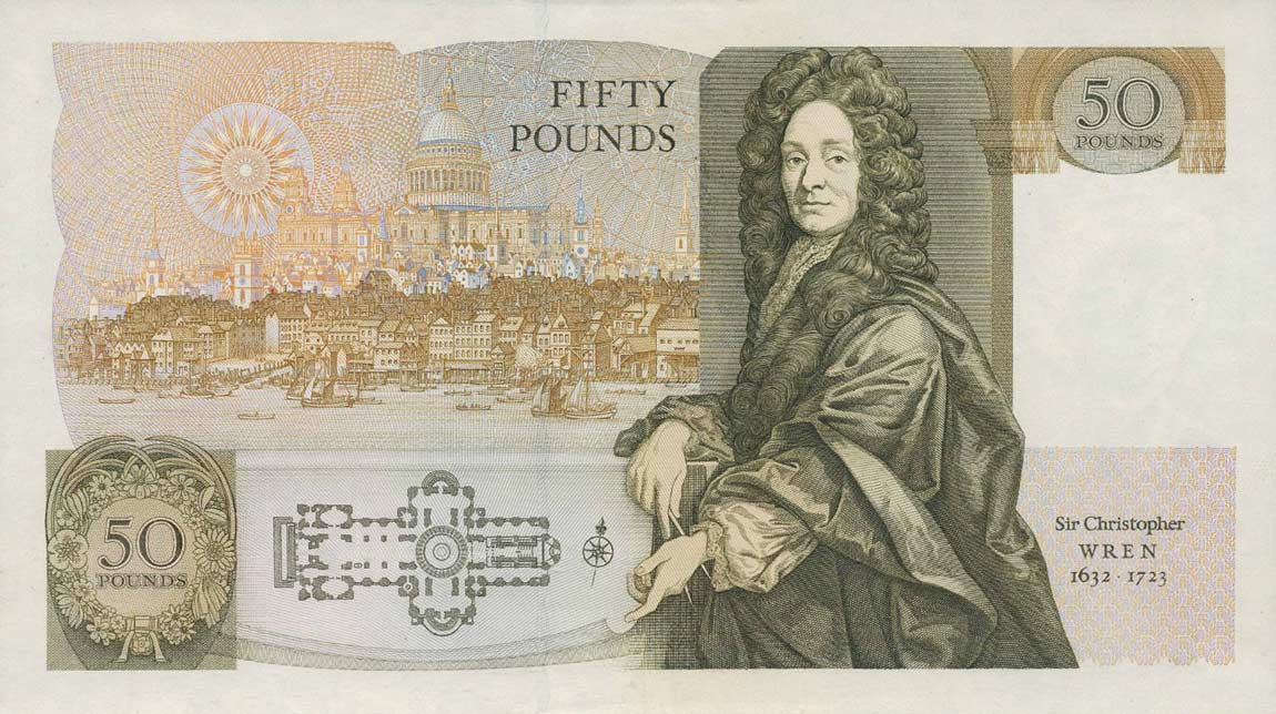 Back of England p381a: 50 Pounds from 1981
